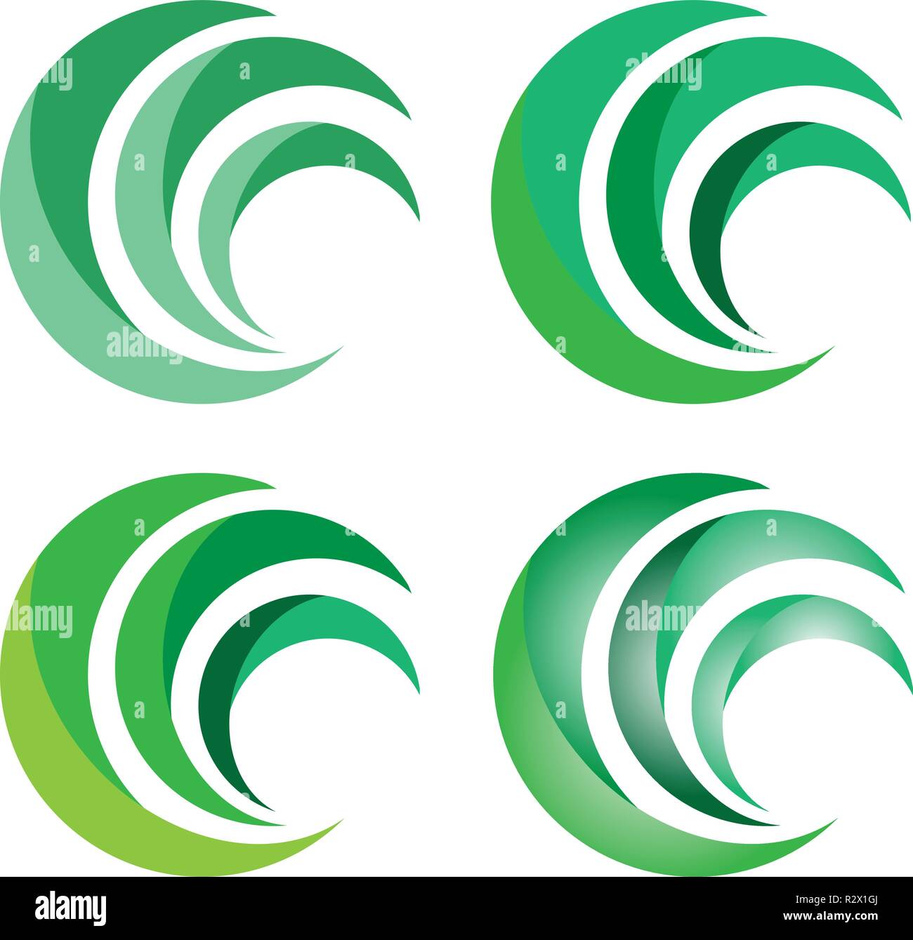 eco green logo, circle leaves grass nature plant symbol design vector ...