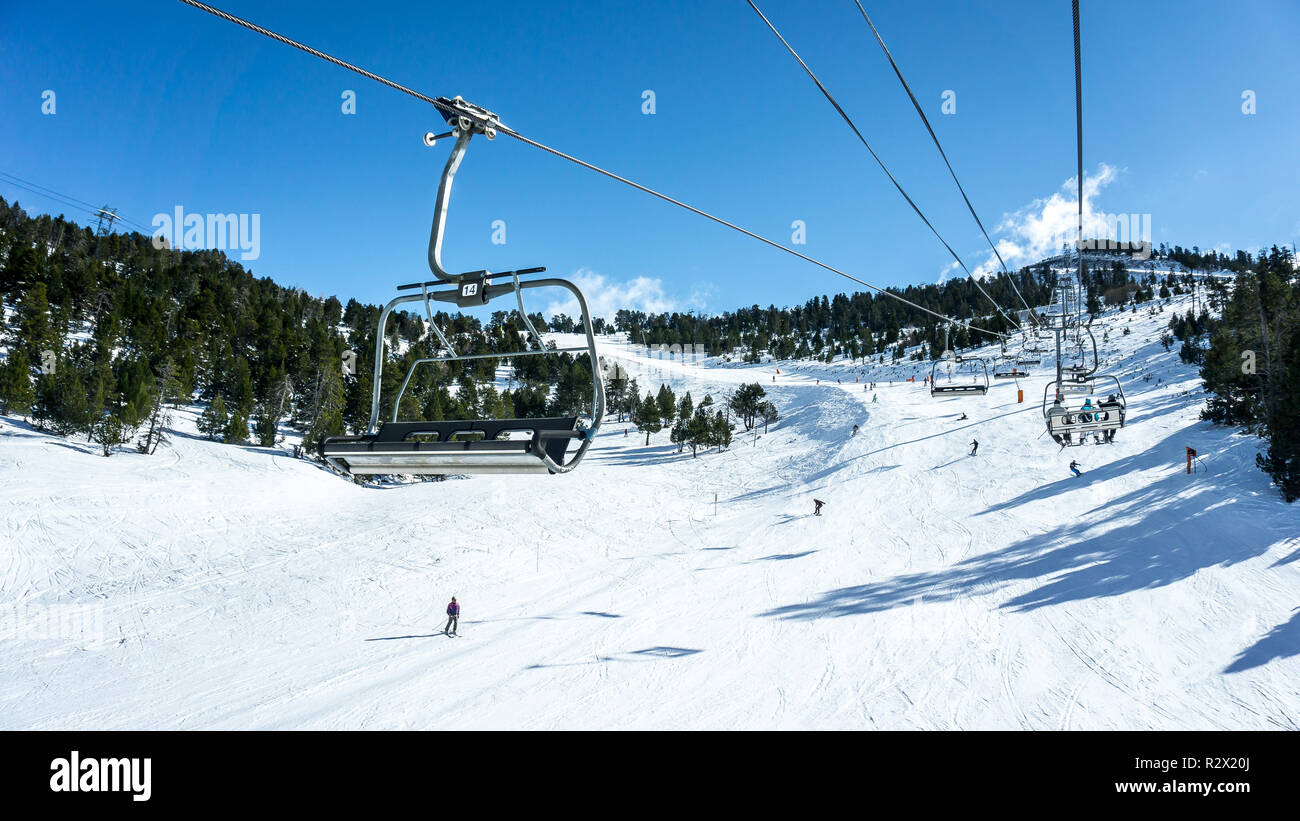 ski slopes with lifts forming perspective photo Stock Photo