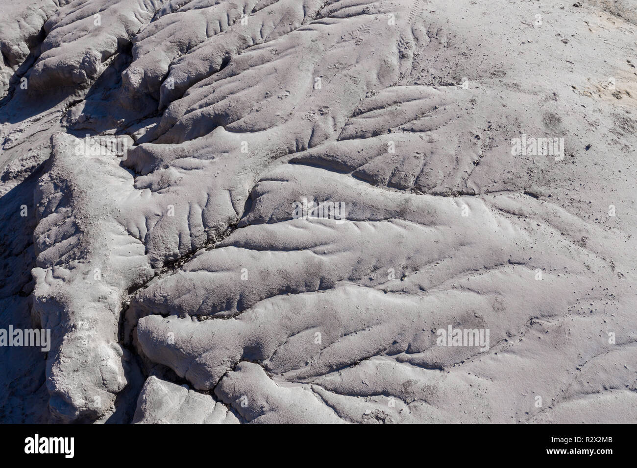 Aerial shot of abandoned opencast mine. Abstract cracked mud pattern ...