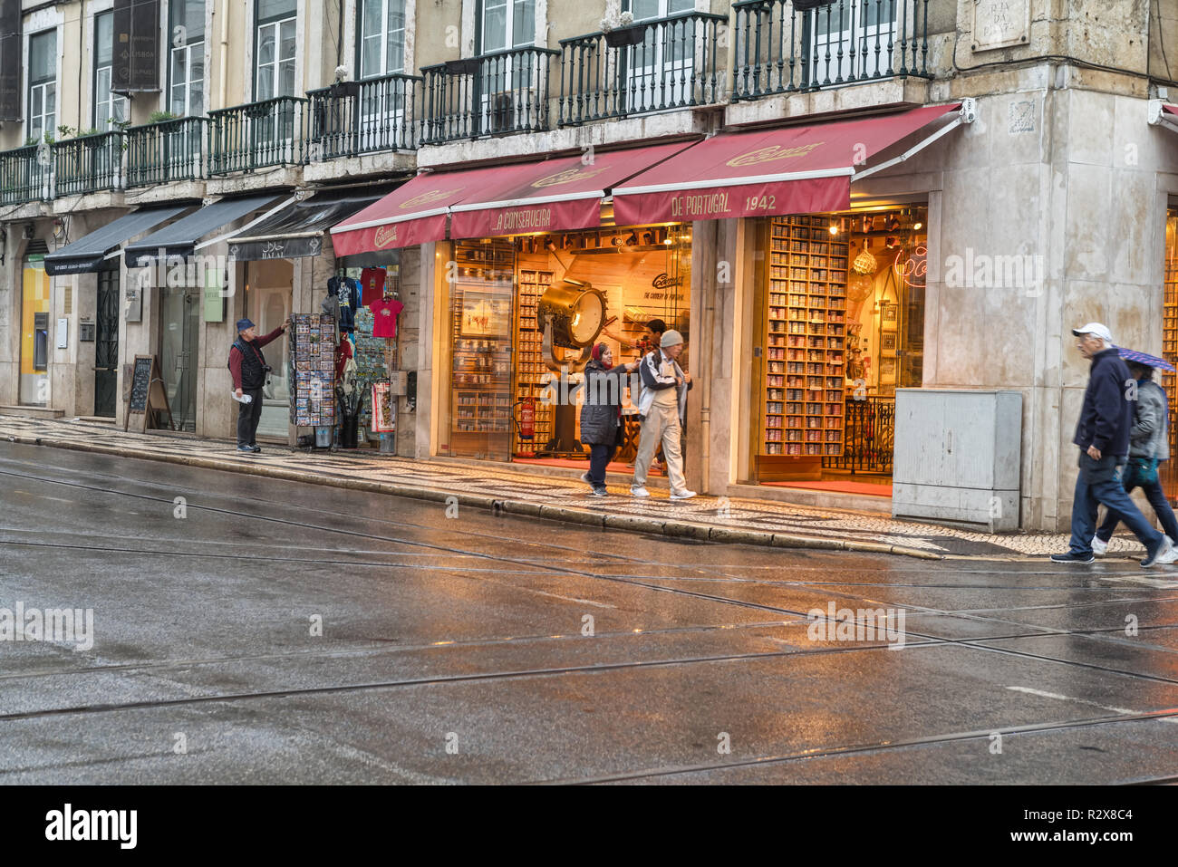 Lisbon, Portugal. Famous city center tourist travel attraction, many  shopping centers and stores Stock Photo - Alamy