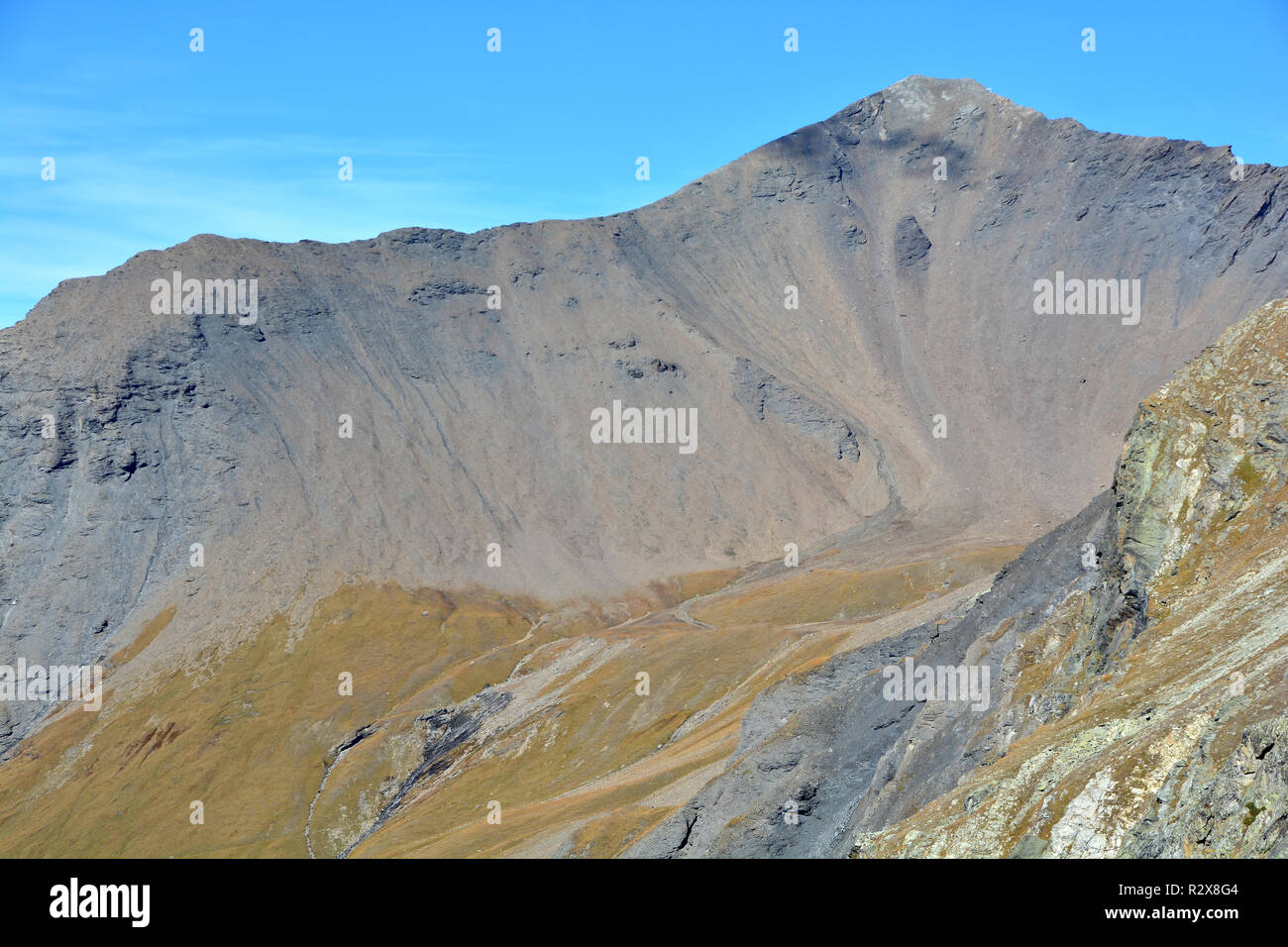 The Garde de Bordon above Zinal in the Val d'Anniviers in the Southern Swiss Alps Stock Photo