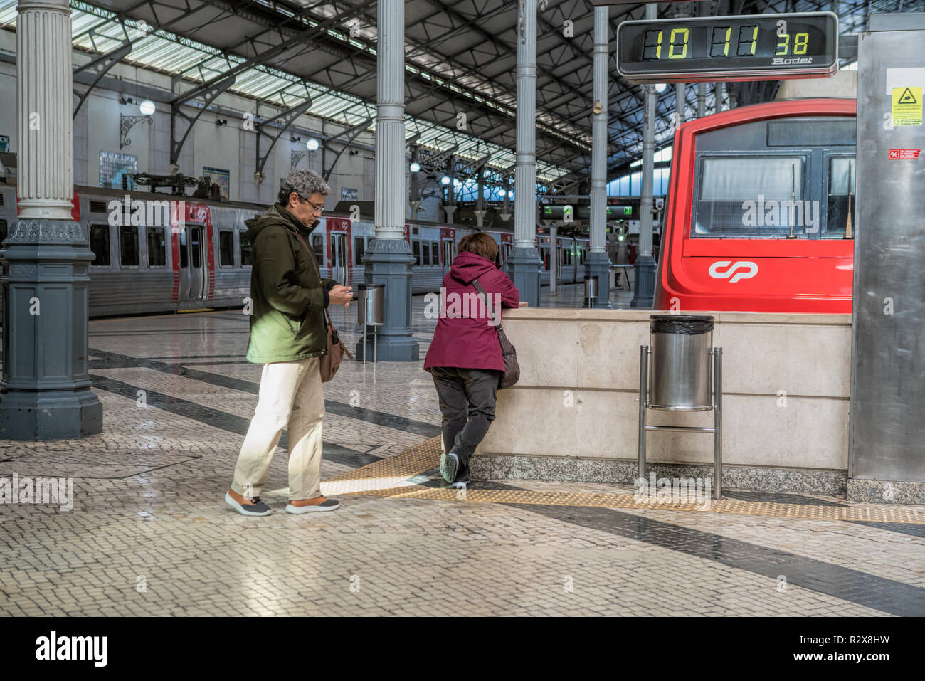 The Rossio Railway Station is a railway station in Lisbon, Portugal, located in the Rossio square. It is the central Station in town. Stock Photo