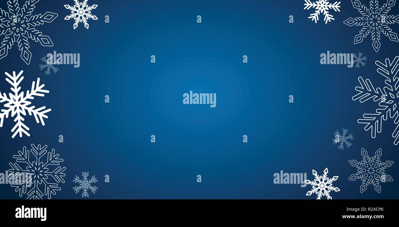 blue christmas winter background with white snowflakes vector ...