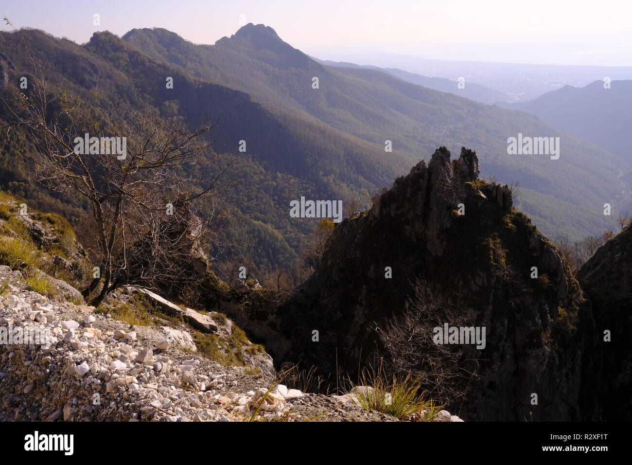 Unplugged: hiking on Monte Altissimo, Tuscany (Italy). Stock Photo