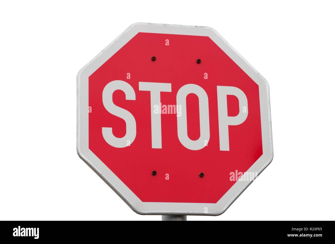 Quality stop. Car stop sign.