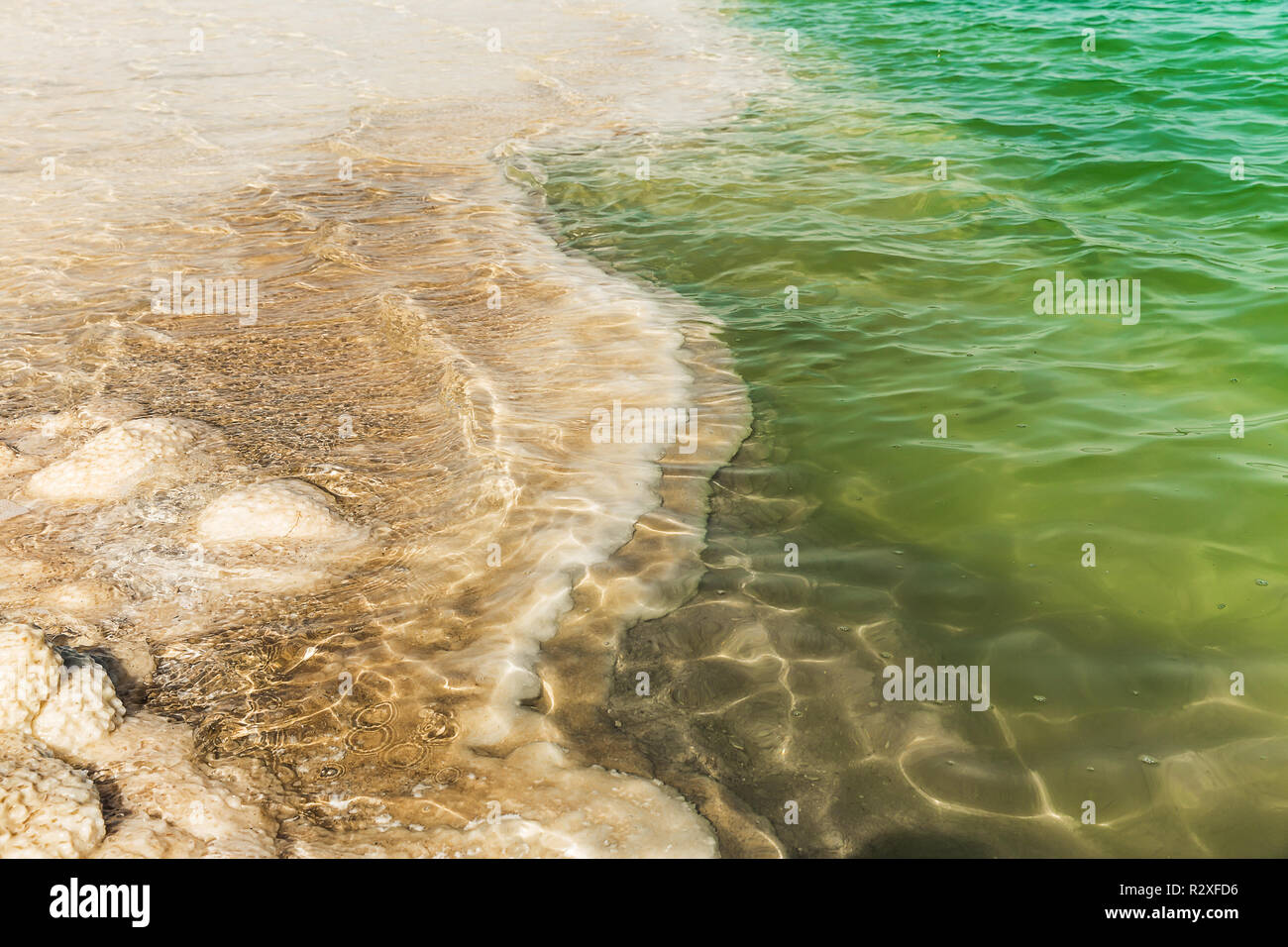 Beautiful photo coast of the Dead Sea , Israel . Stock Photo