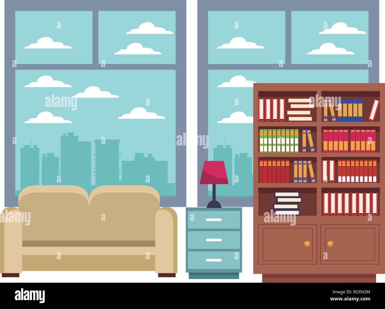 Living room interior Stock Vector Image & Art - Alamy