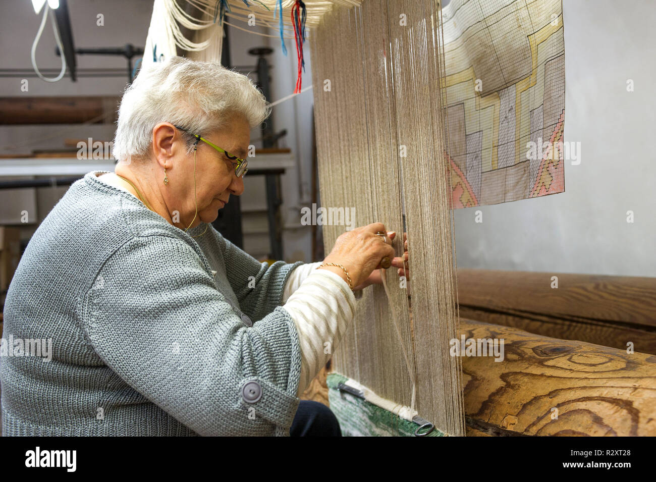 Aubusson (central France). Interior of the Royal SaintJean d’Aubusson Factory, dating back to