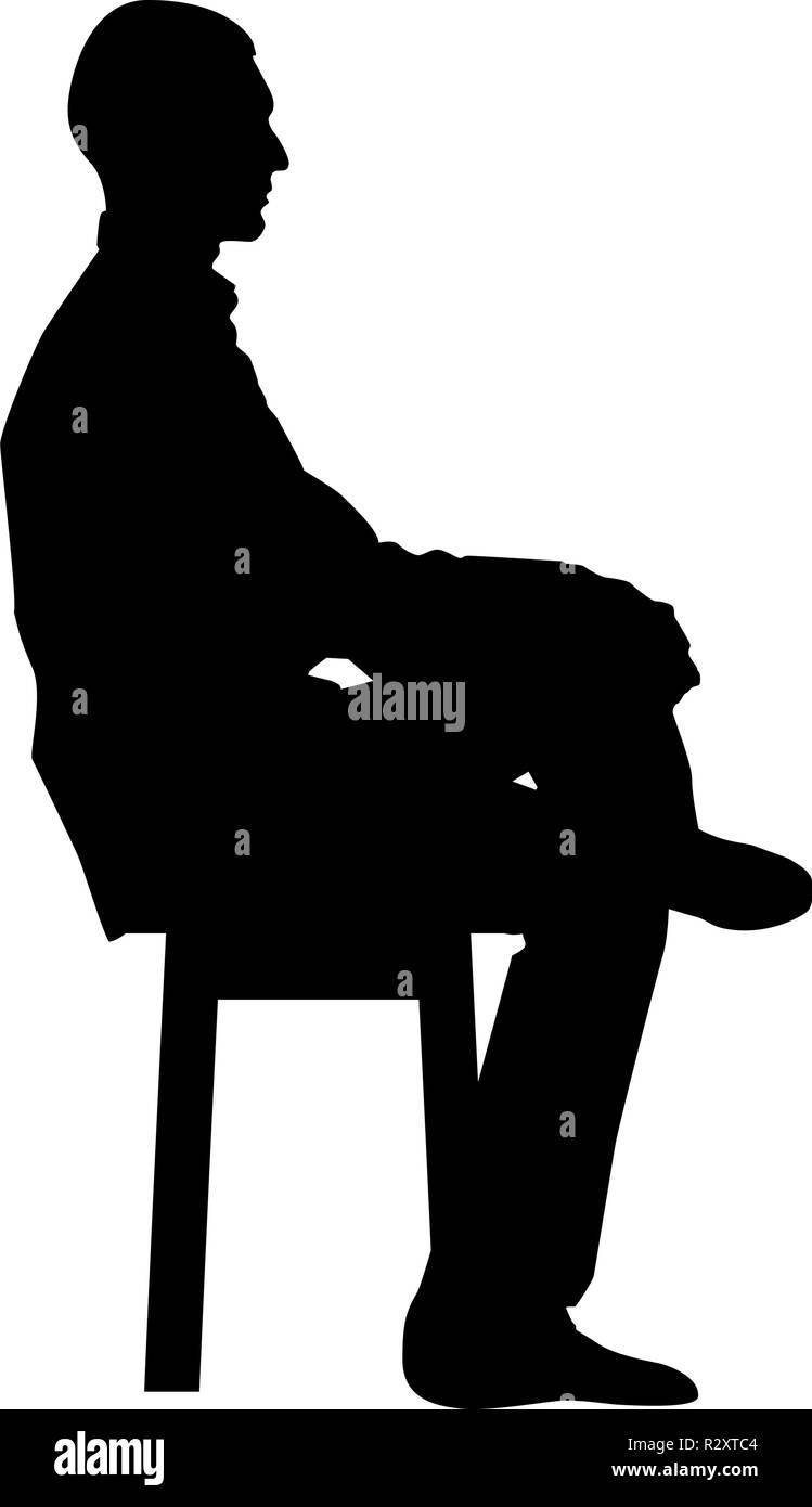 Silhouette Man Sitting On Chair Stock Vector Images - Alamy