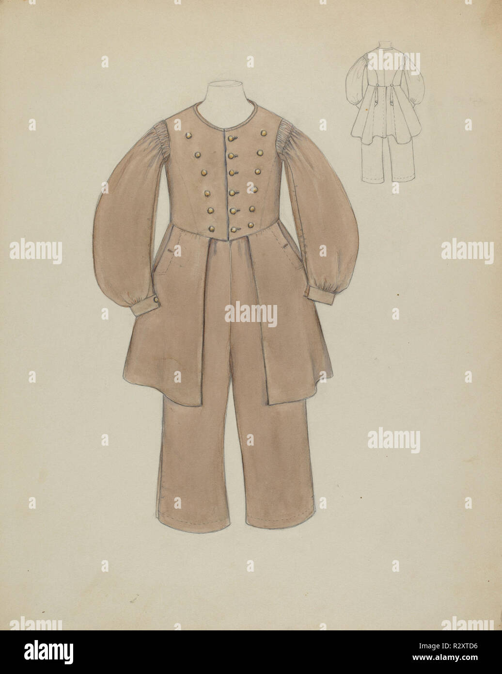Boy's Suit. Dated: c. 1937. Dimensions: overall: 28.9 x 22.8 cm (11 3/8 x 9 in.). Medium: watercolor and graphite on paperboard. Museum: National Gallery of Art, Washington DC. Author: Jessie M. Benge. Stock Photo