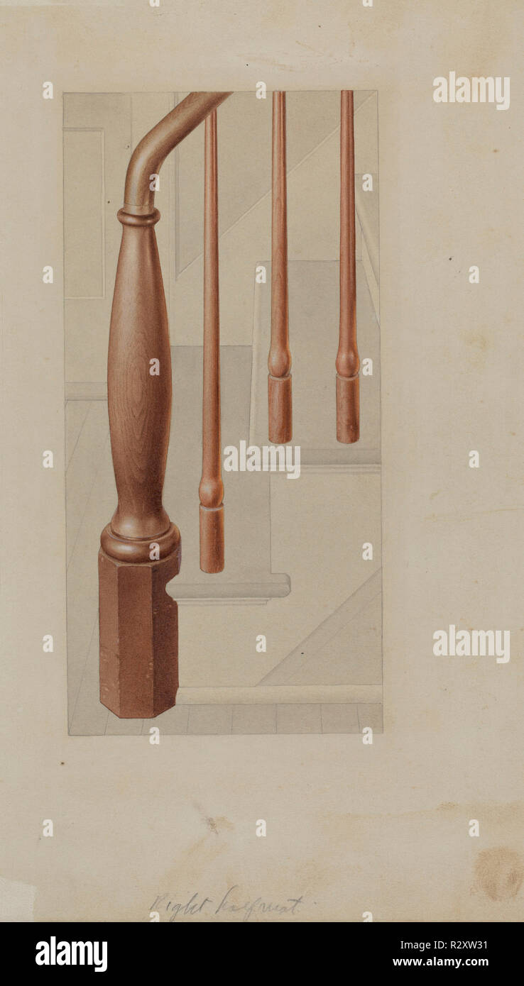 Newel Post. Dated: 1935/1942. Dimensions: overall: 30.5 x 17.5 cm (12 x 6 7/8 in.). Medium: watercolor and graphite on paper. Museum: National Gallery of Art, Washington DC. Author: American 20th Century. Stock Photo