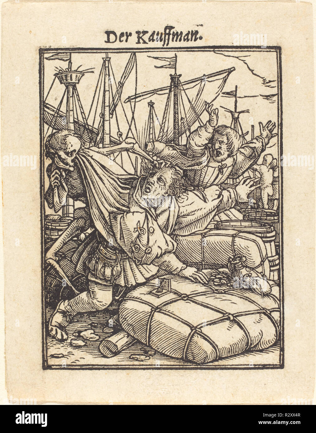 Merchant. Medium: woodcut. Museum: National Gallery of Art, Washington DC. Author: Hans Holbein the Younger. Stock Photo