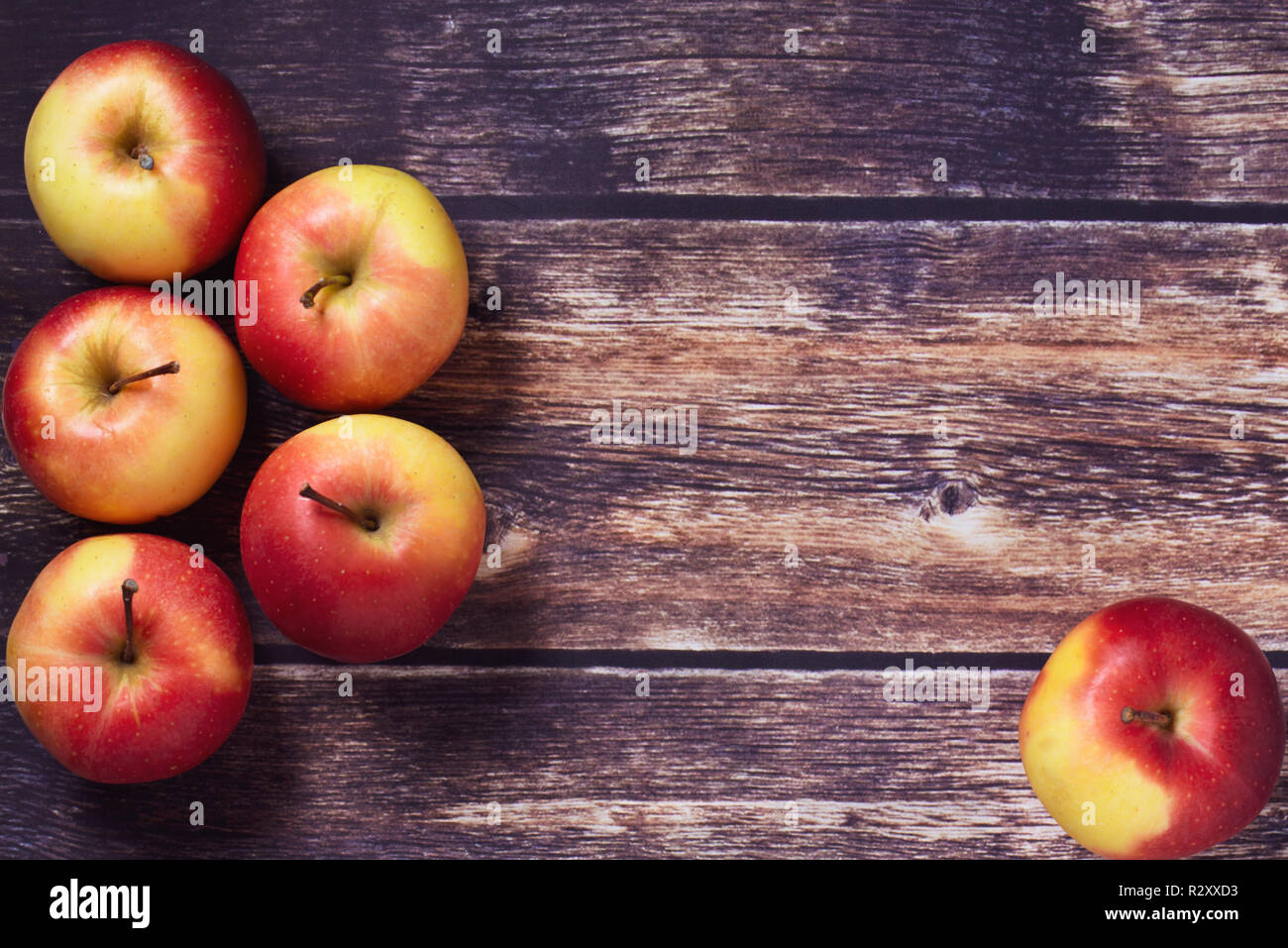 apple food background  from above shot for copy space and text over lay Stock Photo