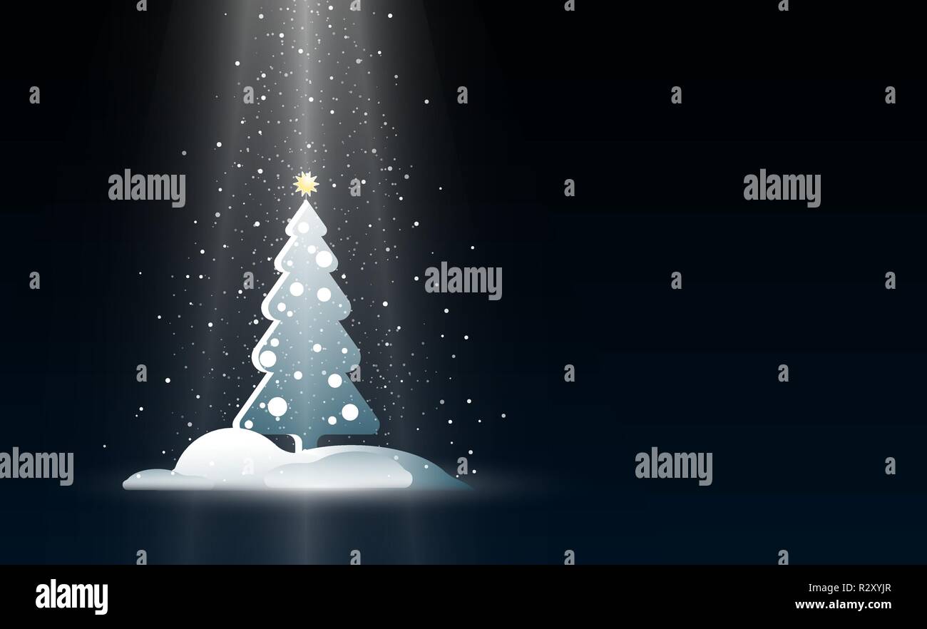 Christmas background with new year tree and falling snow Stock Vector ...