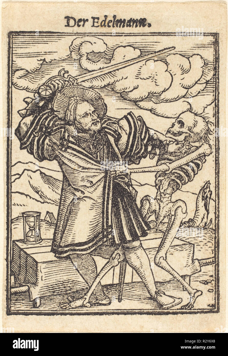 Nobleman. Medium: woodcut. Museum: National Gallery of Art, Washington DC. Author: Hans Holbein the Younger. Stock Photo