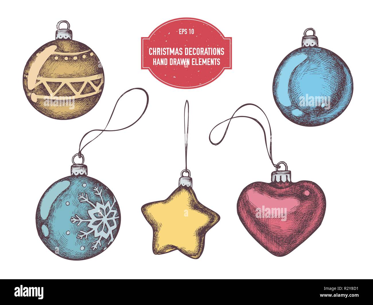 Vector collection of hand drawn colored decorations Stock Vector Image ...