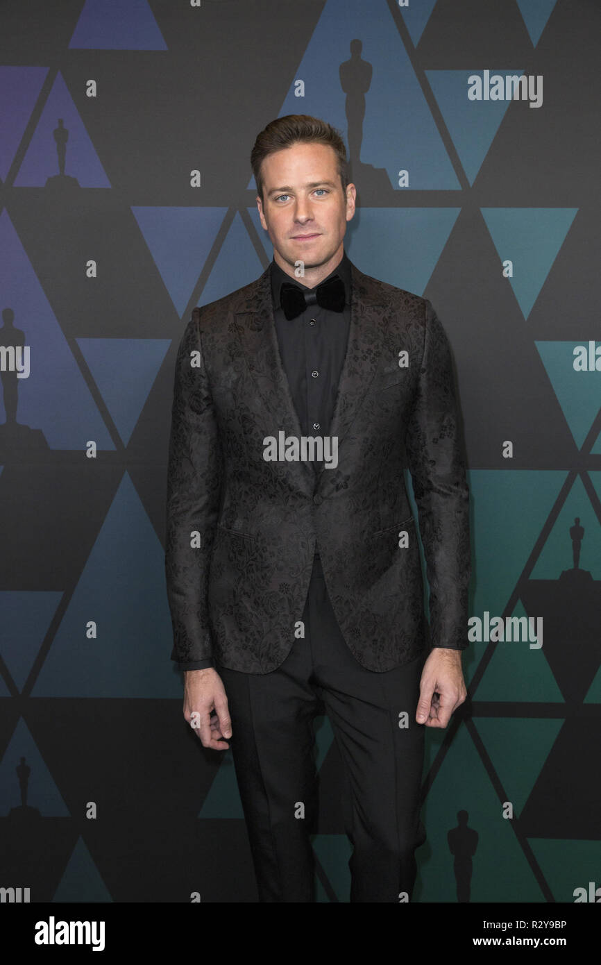 Armie Hammer  attends the Academy’s 2018 Annual Governors Awards in The Ray Dolby Ballroom at Hollywood & Highland Center in Hollywood, CA, on Sunday, November 18, 2018. Stock Photo