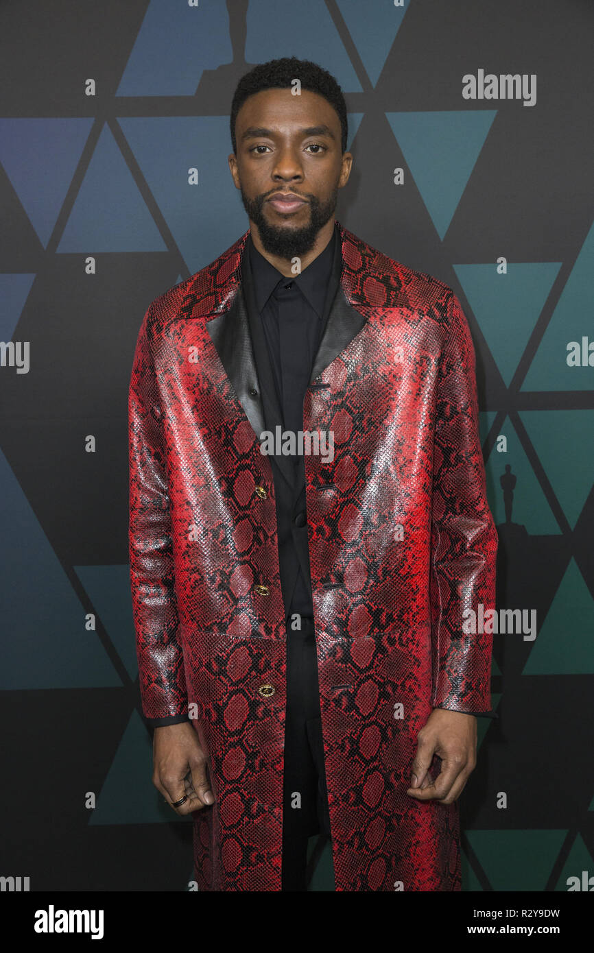 Chadwick Boseman attends the Academy’s 2018  Annual Governors Awards in The Ray Dolby Ballroom at Hollywood & Highland Center in Hollywood, CA, on Sunday, November 18, 2018. Stock Photo