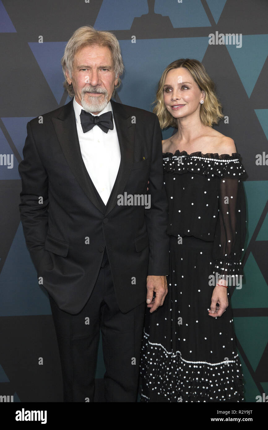 Harrison Ford and Calista Flockhart attend the Academy’s 2018 Annual Governors Awards in The Ray Dolby Ballroom at Hollywood & Highland Center in Hollywood, CA, on Sunday, November 18, 2018. Stock Photo