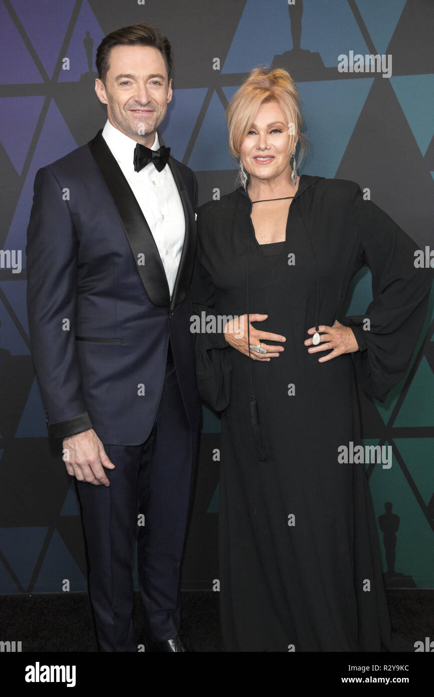 Hugh Jackman and Deborra-lee Furness attend the Academy’s 2018 Annual Governors Awards in The Ray Dolby Ballroom at Hollywood & Highland Center in Hollywood, CA, on Sunday, November 18, 2018. Stock Photo