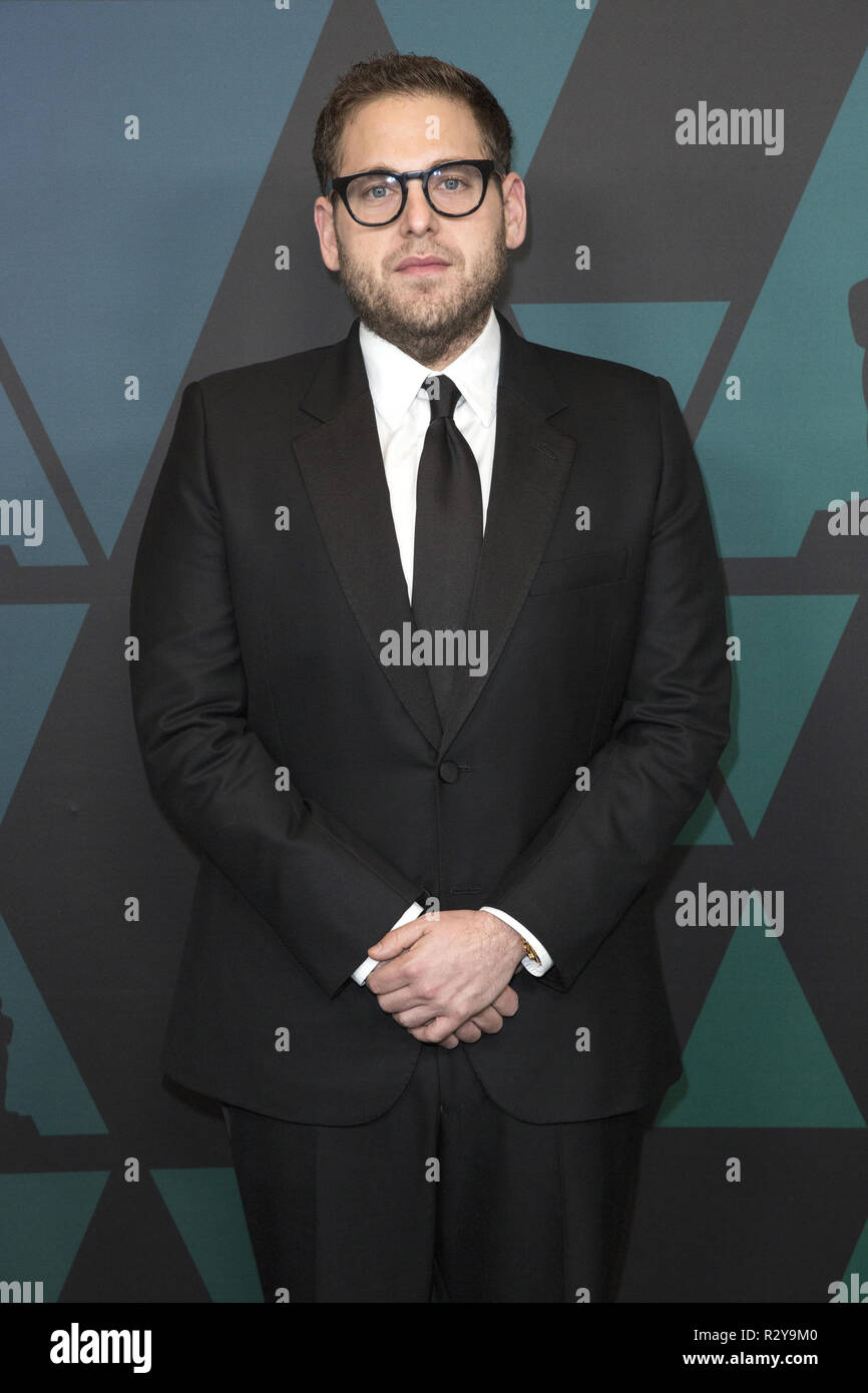 Jonah Hill attends the Academy’s 2018 Annual Governors Awards in The Ray Dolby Ballroom at Hollywood & Highland Center in Hollywood, CA, on Sunday, November 18, 2018. Stock Photo