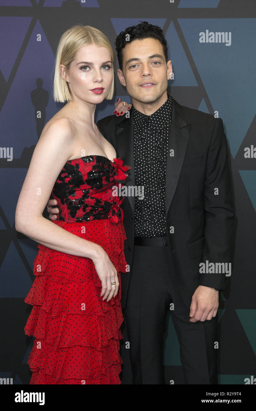 Lucy Boynton and Rami Malek attend the Academy’s 2018 Annual Governors Awards in The Ray Dolby Ballroom at Hollywood & Highland Center in Hollywood, CA, on Sunday, November 18, 2018. Stock Photo