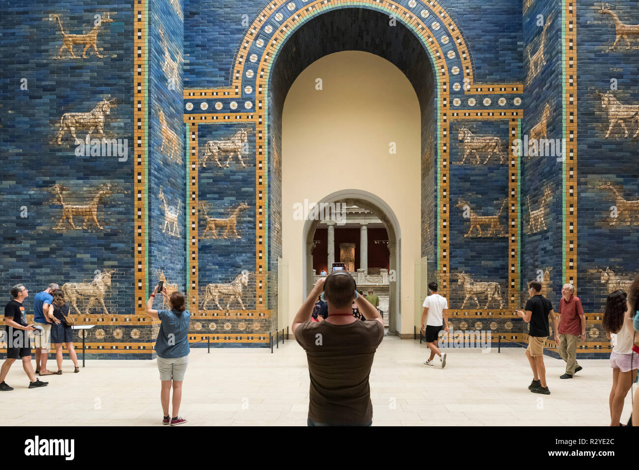 Berlin. Germany. Pergamon Museum. Reconstruction of the Ishtar Gate of Babylon. Stock Photo