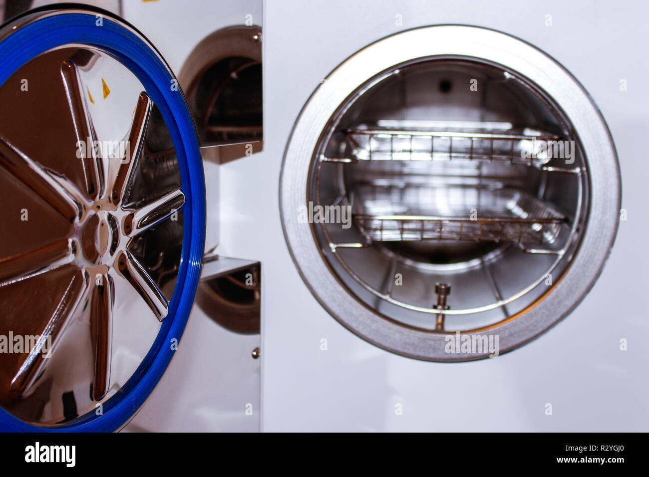 Sterilizing medical instruments in autoclave. Equipment for sterile ...