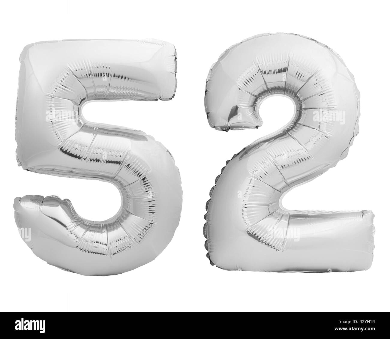 Silver number 52 fifty two made of inflatable balloon Stock Photo