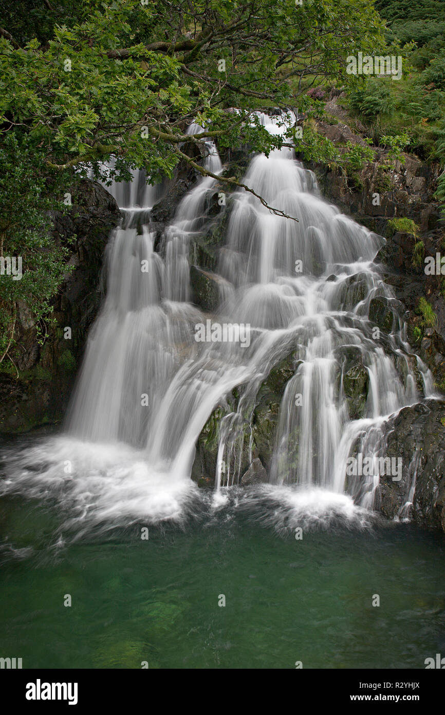 Waterfall and rocks in the Snowdonia National Park, North Wales Stock Photo