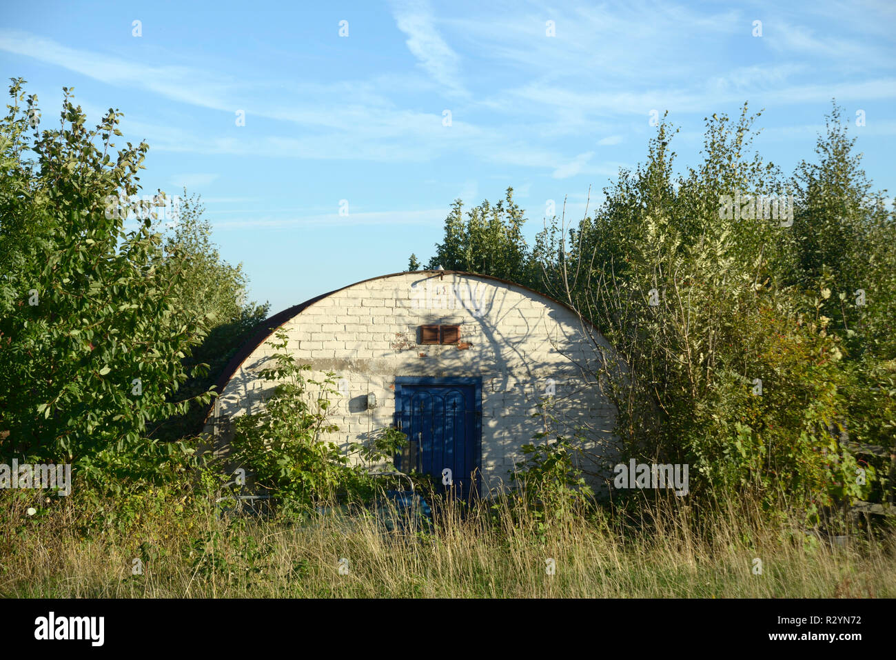 Wartime work shed, with round roof. Stock Photo