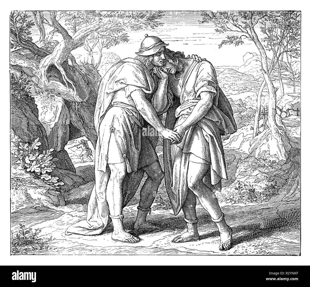 Friendship of Jonathan and David, Julius Schnorr von Carolsfeld Stock ...