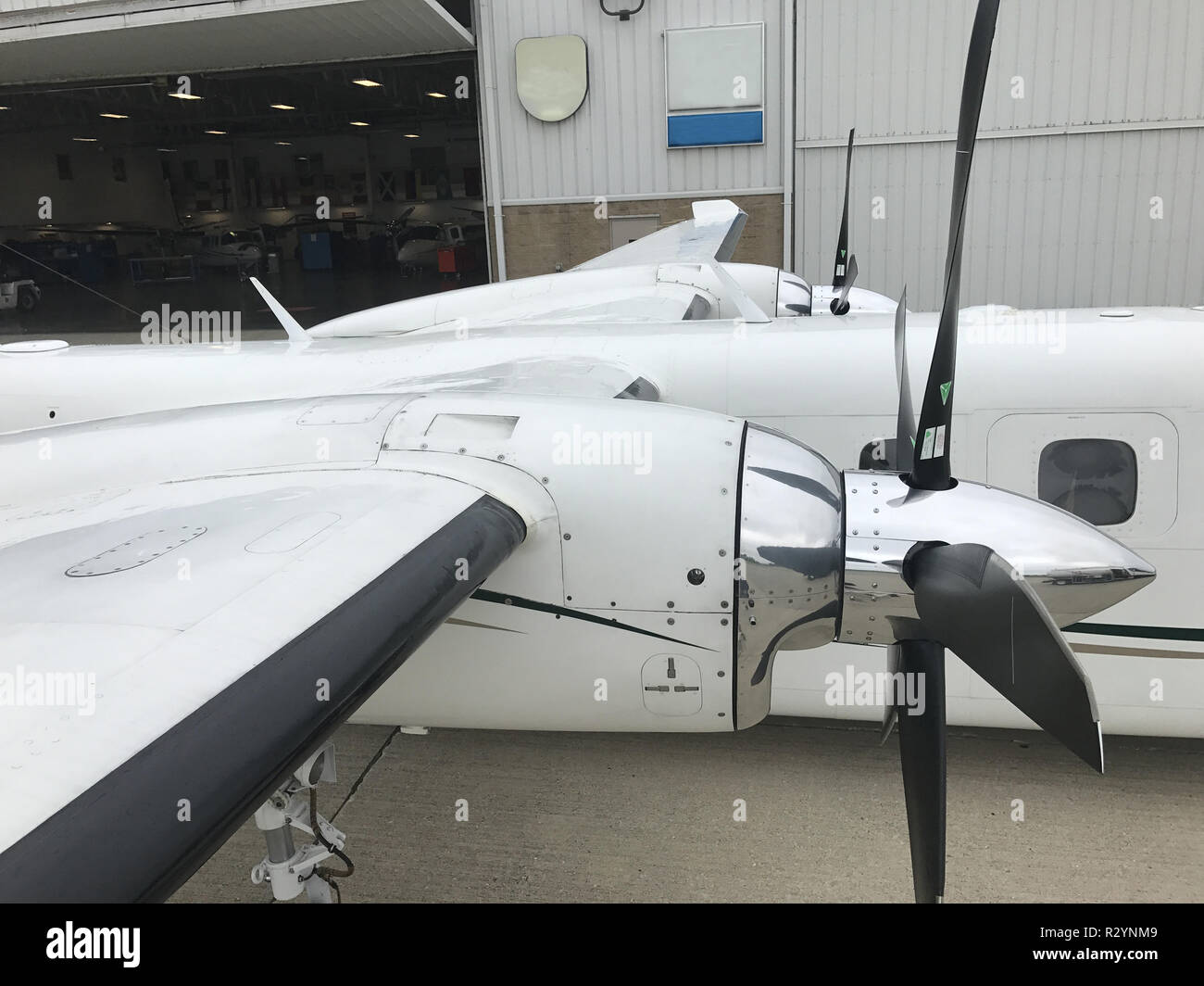 beautiful wings of a white plane., this image NO contains visible brand names or logos Stock Photo