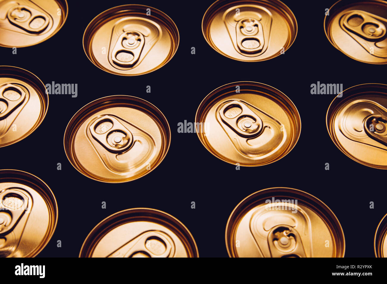 metal beer cans background black Stock Photo - Alamy