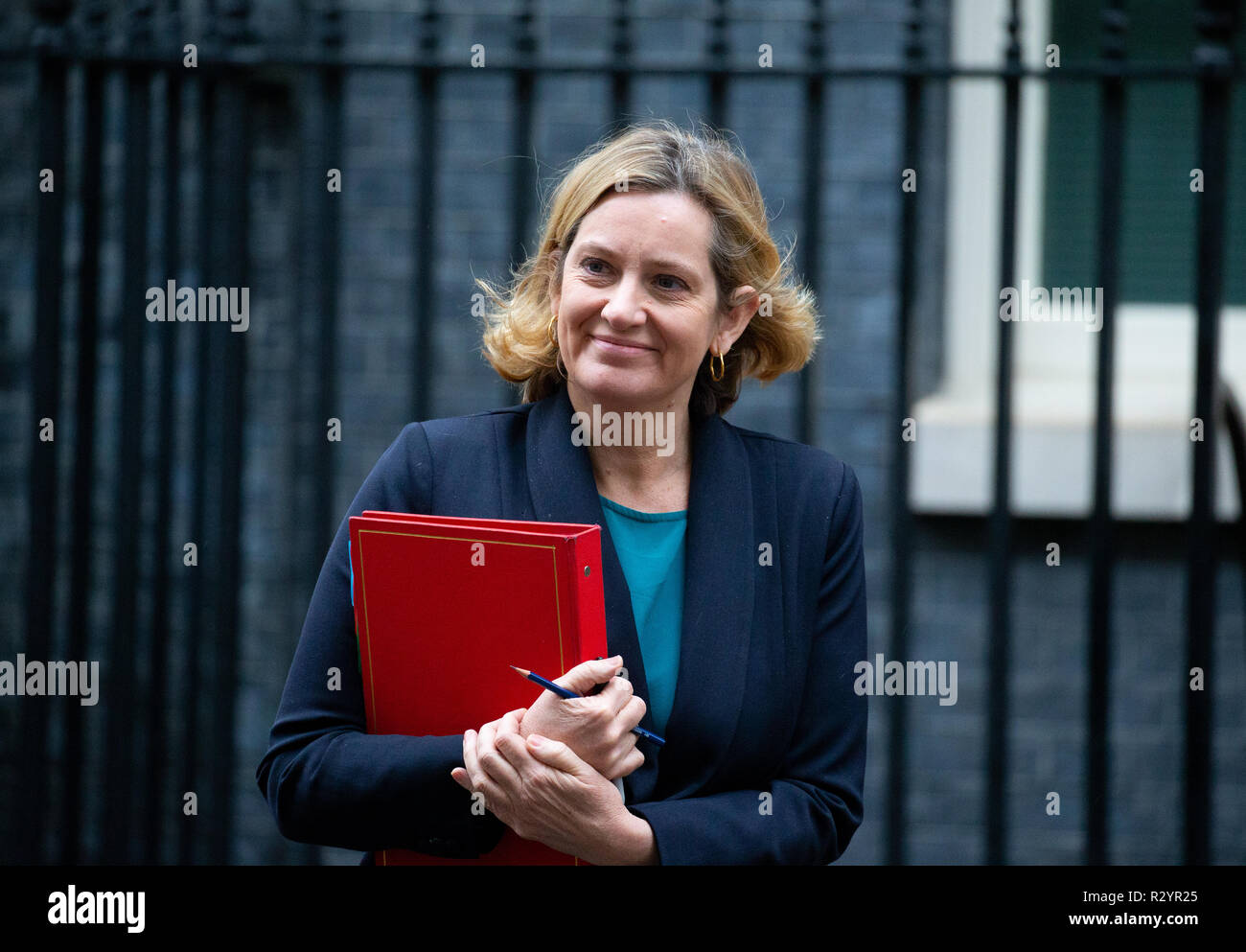 Amber Rudd, Secretary of State for Work and Pensions, at Downing Street ...