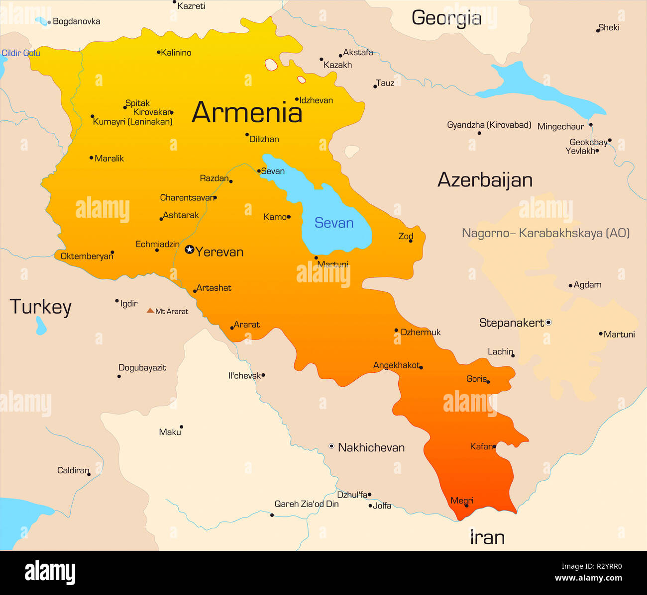 Map of Armenia, Geography