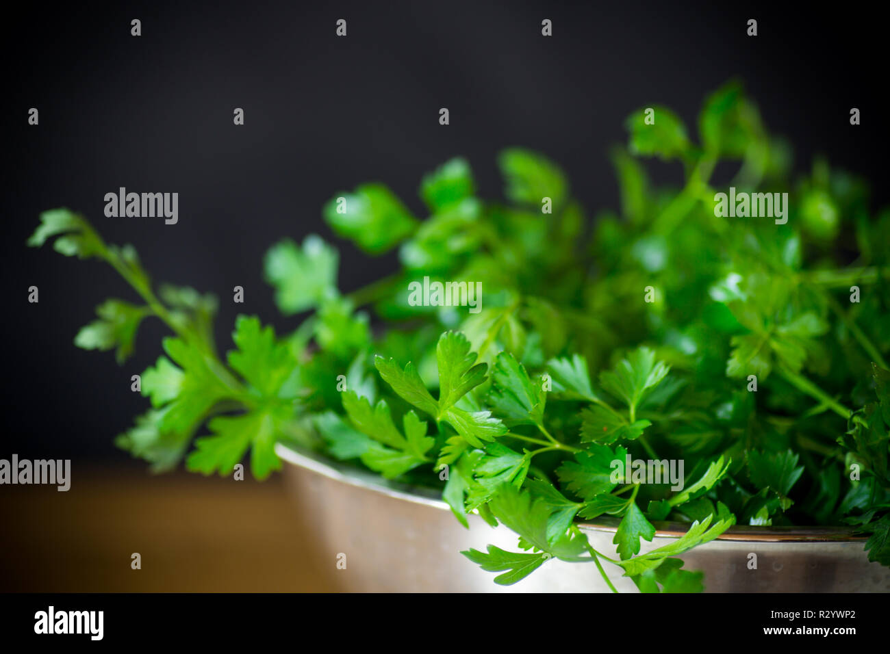 fresh green parsley isolated on the black background Stock Photo - Alamy