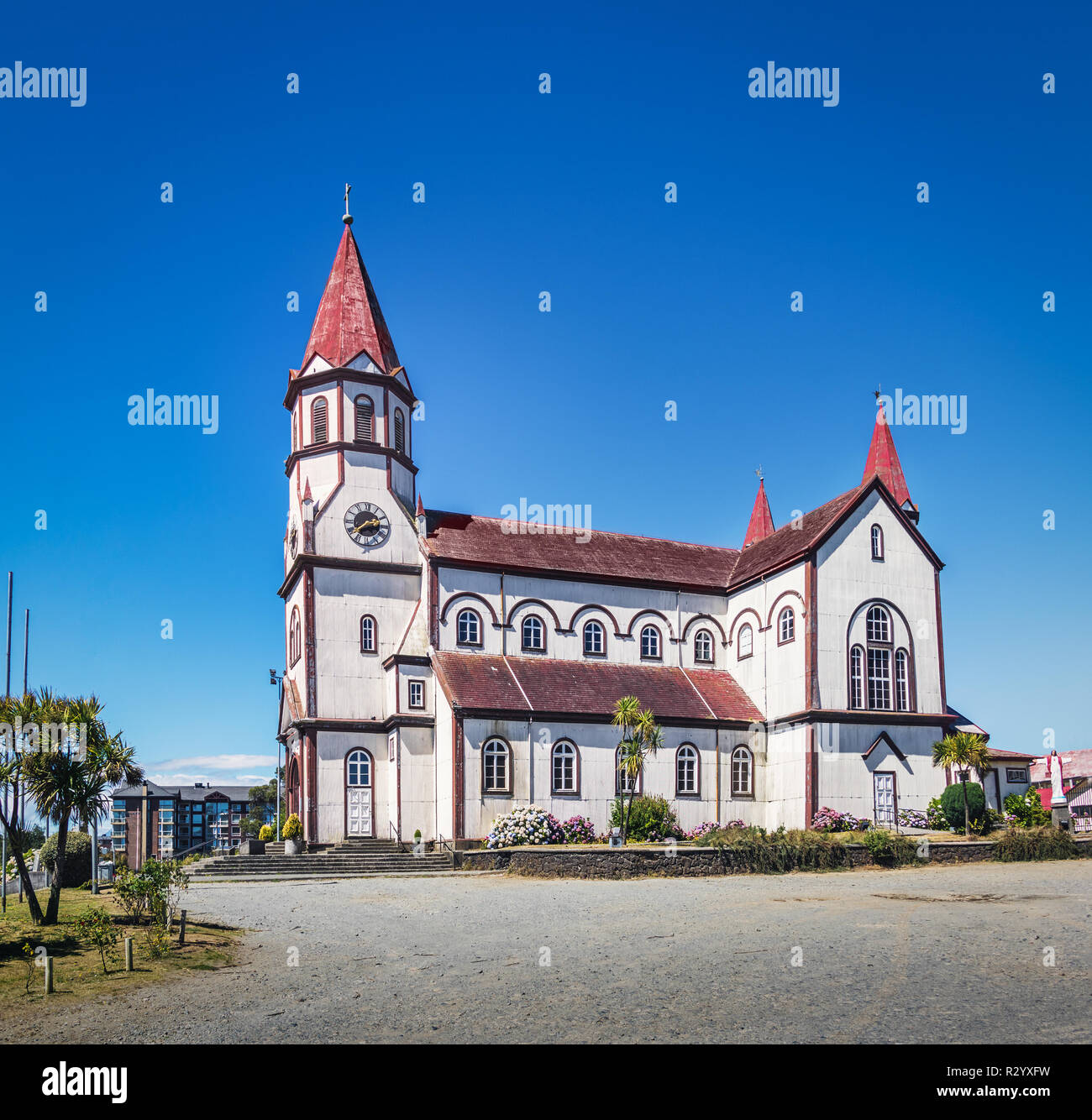 Sacred Heart of Jesus Church - Puerto Varas, Chile Stock Photo