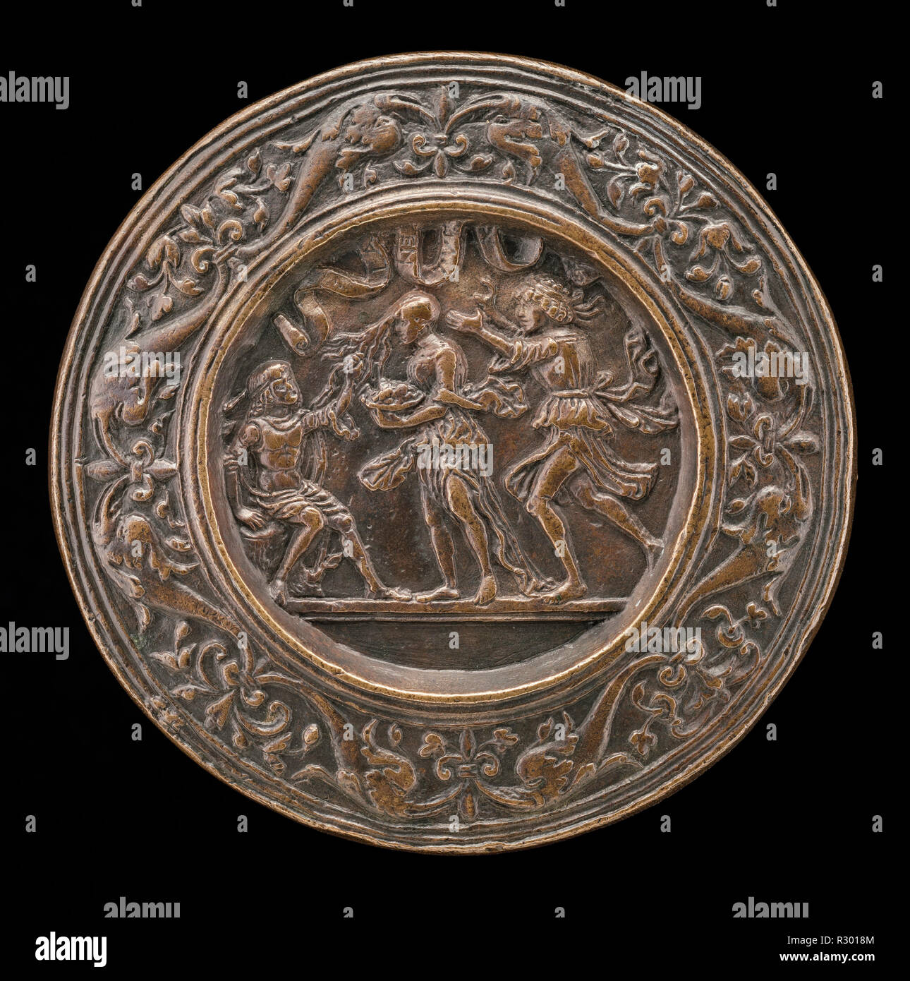 Allegory of Fortune: Man Holding Fortune by her Forelock. Dated: c. 1500.  Dimensions: overall (diameter with rim): 6.2 cm (2 7/16 in.) gross weight:  65 gr. Medium: bronze//Medium brown patina. Museum: National