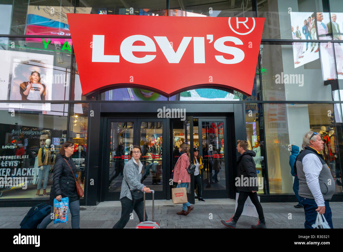 The Levi Strauss and Co.'s new flagship store in Times Square in New York  on its grand opening day, Friday, November 16, 2018. The king of blue  jeans, Levi Strauss & Co.,