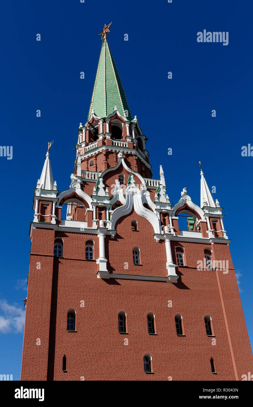 The 1499 Troitskaya tower, or Trinity Tower, at the Northeastern wall of the Kremlin, Red Square, Moscow, Russia. Stock Photo
