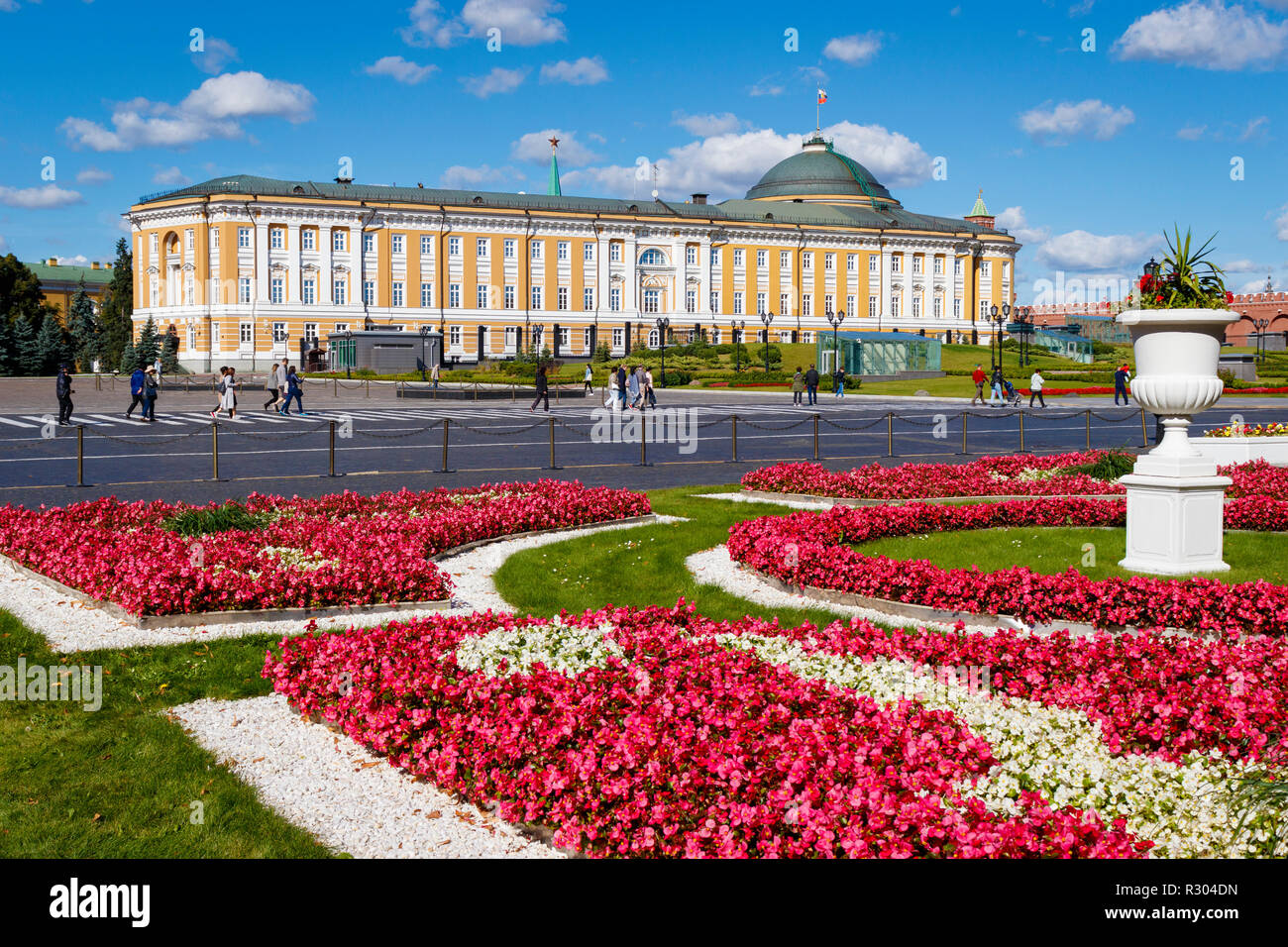 The 1787 Kremlin Senate Palace building within the Kremlin walls, Moscow, Russia. Russian Presidential Administration offices. Stock Photo