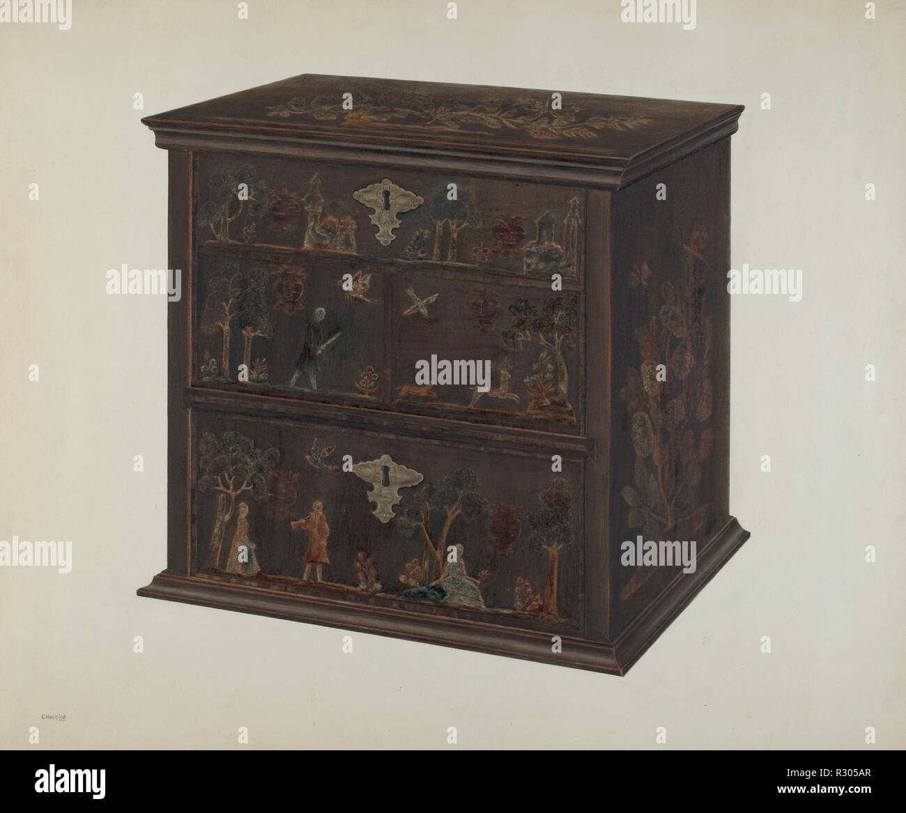 Chest Of Drawers Dated C 1939 Dimensions Overall 45 6 X 54 8
