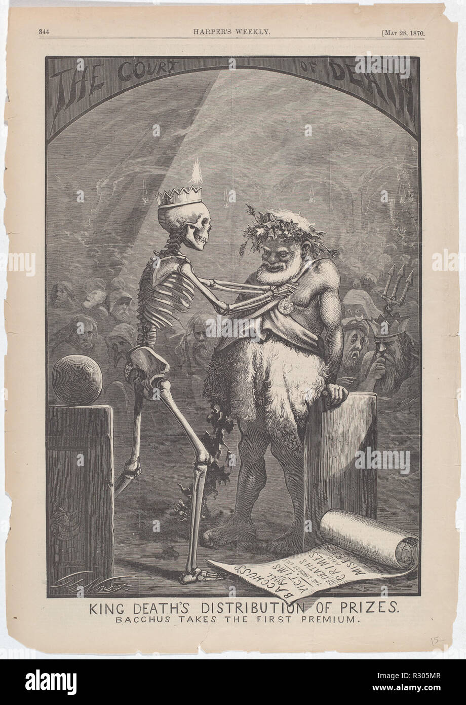 King Death's Distribution of Prizes. Dated: 1870. Dimensions: sheet: 40.01 × 28.26 cm (15 3/4 × 11 1/8 in.). Medium: wood engraving in black on newsprint. Museum: National Gallery of Art, Washington DC. Author: Thomas Nast. Stock Photo
