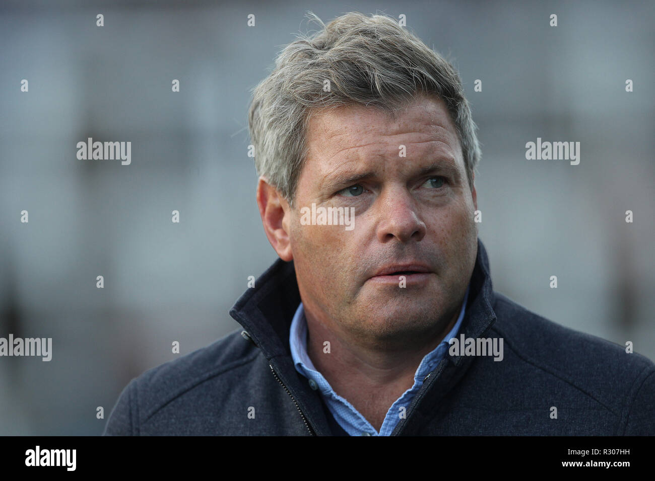 NEWCASTLE UPON TYNE. 28th October 2018  TV presenter Mark Durden Smith during the Premiership Cup match between Newcastle Falcons and Exeter Chiefs at Kingston Park, Newcastle on Sunday 28th October 2018. ©MI News & Sport Ltd  | Alamy Live News Stock Photo