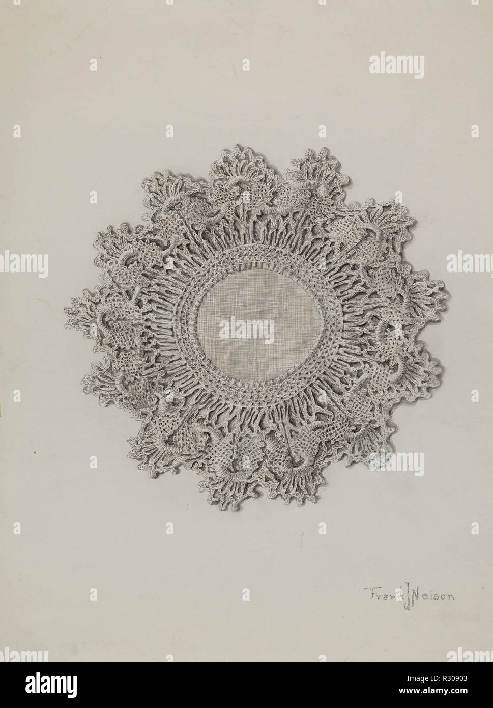 Doily. Dated: 1935/1942. Dimensions: overall: 30.5 x 22.7 cm (12 x 8 15/16 in.). Medium: pen and ink and graphite on paperboard. Museum: National Gallery of Art, Washington DC. Author: Frank Nelson. Stock Photo