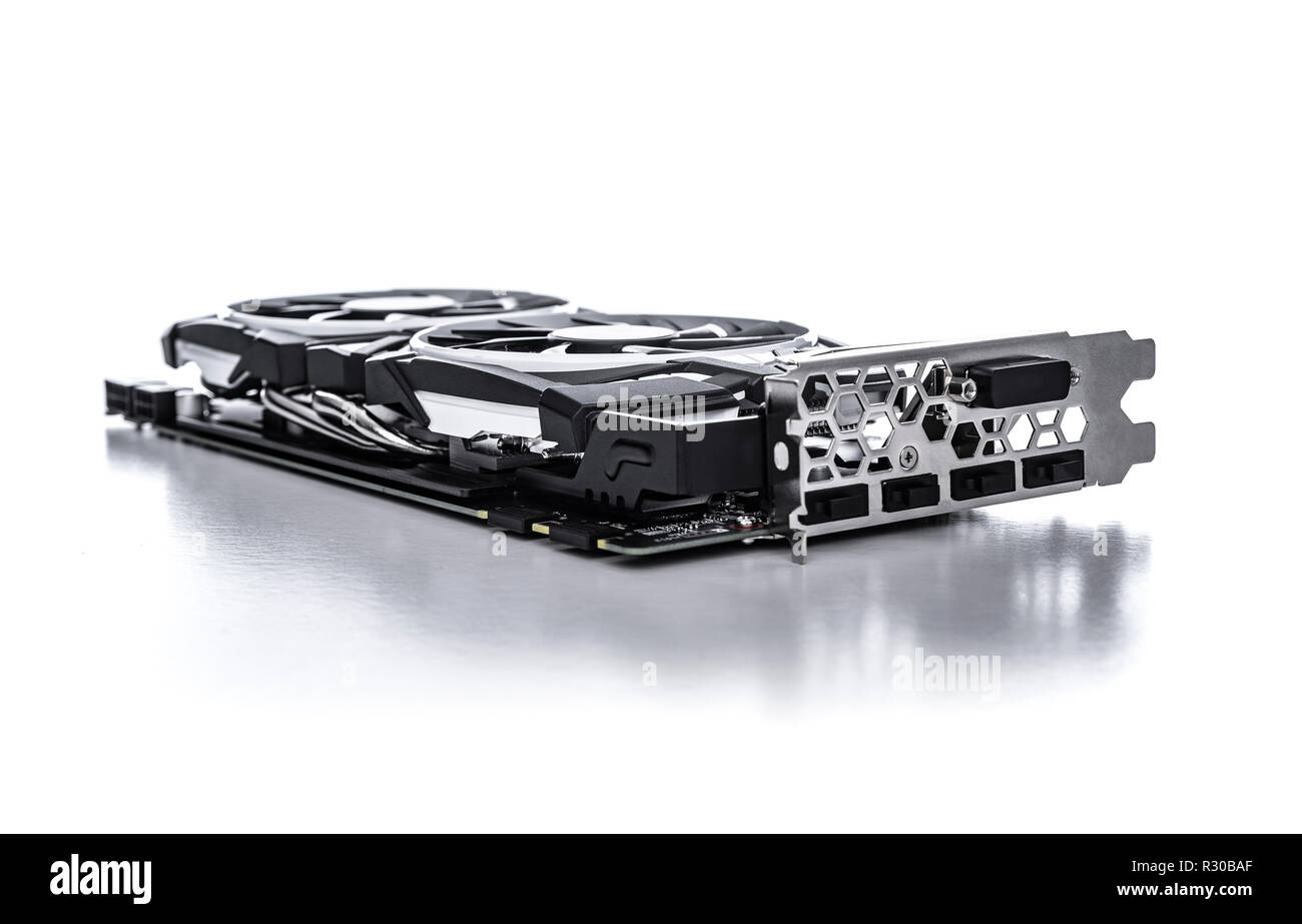 Computer gaming powerful graphic card on white Stock Photo Alamy