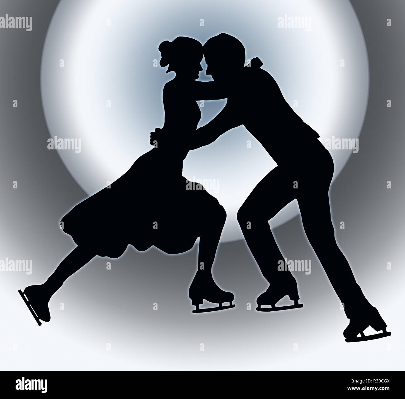 Couple ice skating silhouette hi-res stock photography and images - Alamy