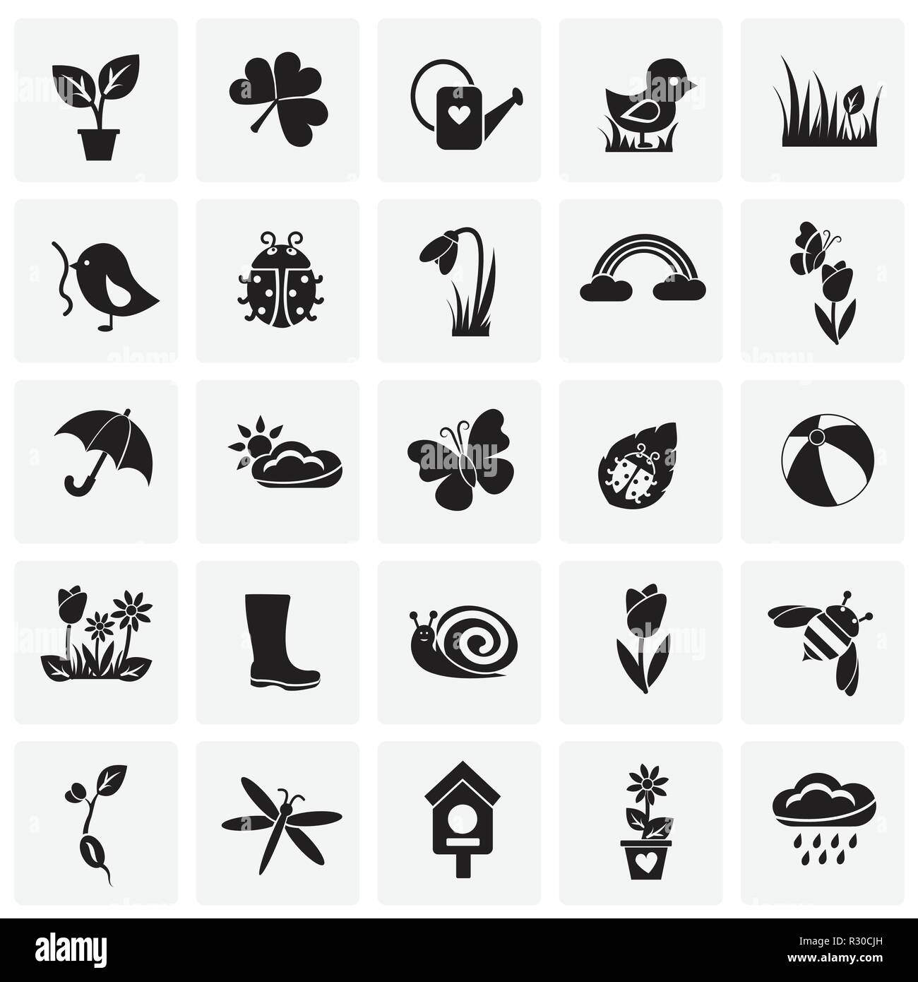 Spring set on squares background icons Stock Vector Image & Art - Alamy