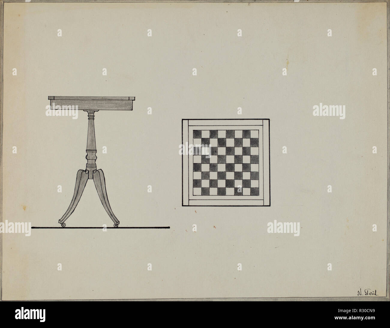 Checkerboard Table. Dated: 1936. Dimensions: overall: 22.4 x 27.3 cm (8 ...